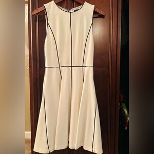 Alice + Olivia Employed Cream Dress with Black Trim